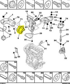 Moottorin kiinnike Alkuperäinen Citroen Peugeot Xsara 307 1.6 1839E7 9638557080 Moottorin kiinnike Alkuperäinen Citroen Peugeot Xsara 307 1.6 1839E7 9638557080