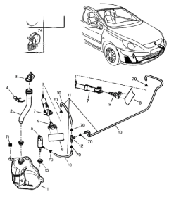 Tuulilasinpesunestesäiliö Uusi Alkuperäinen Peugeot 307 6431C2