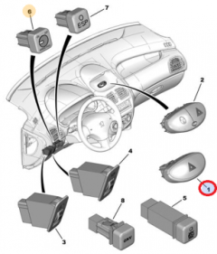 Hätävilkkukytkin Alkuperäinen Citroen Peugeot 206 6554L1