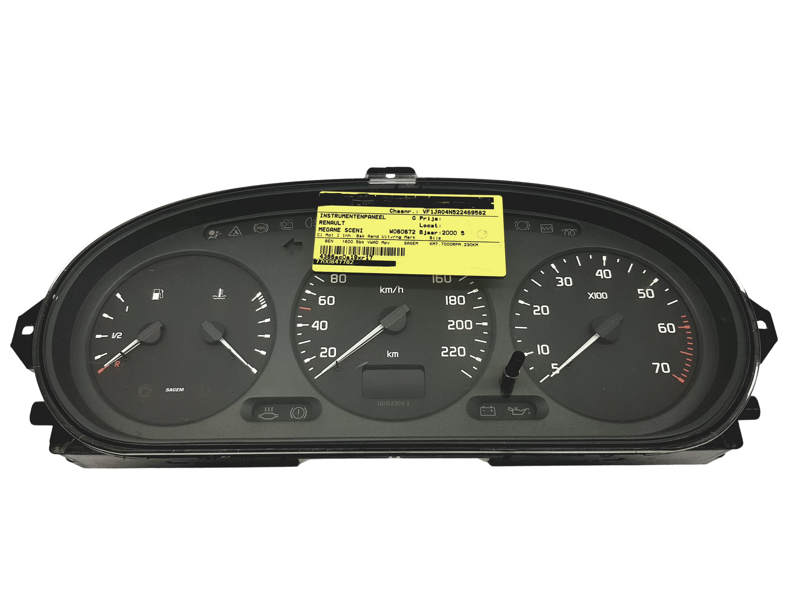 Nopeusmittari Renault Megane 1 Scenic 1 7700847782 G 49550 main product photo