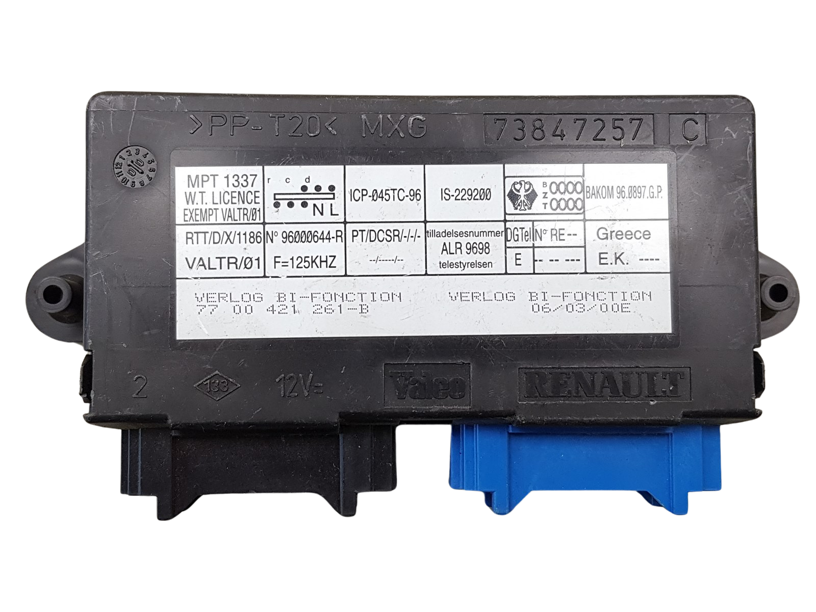 Ohjausyksikkö Renault 7700416293 -B 73847257C Valeo main product photo