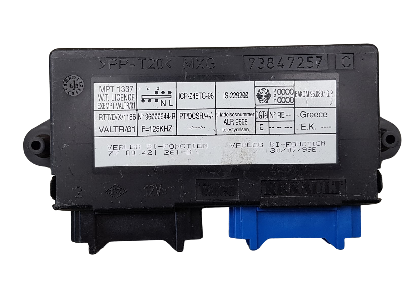 Ohjausyksikkö Renault 7700416293 -B 73847257 C Valeo main product photo