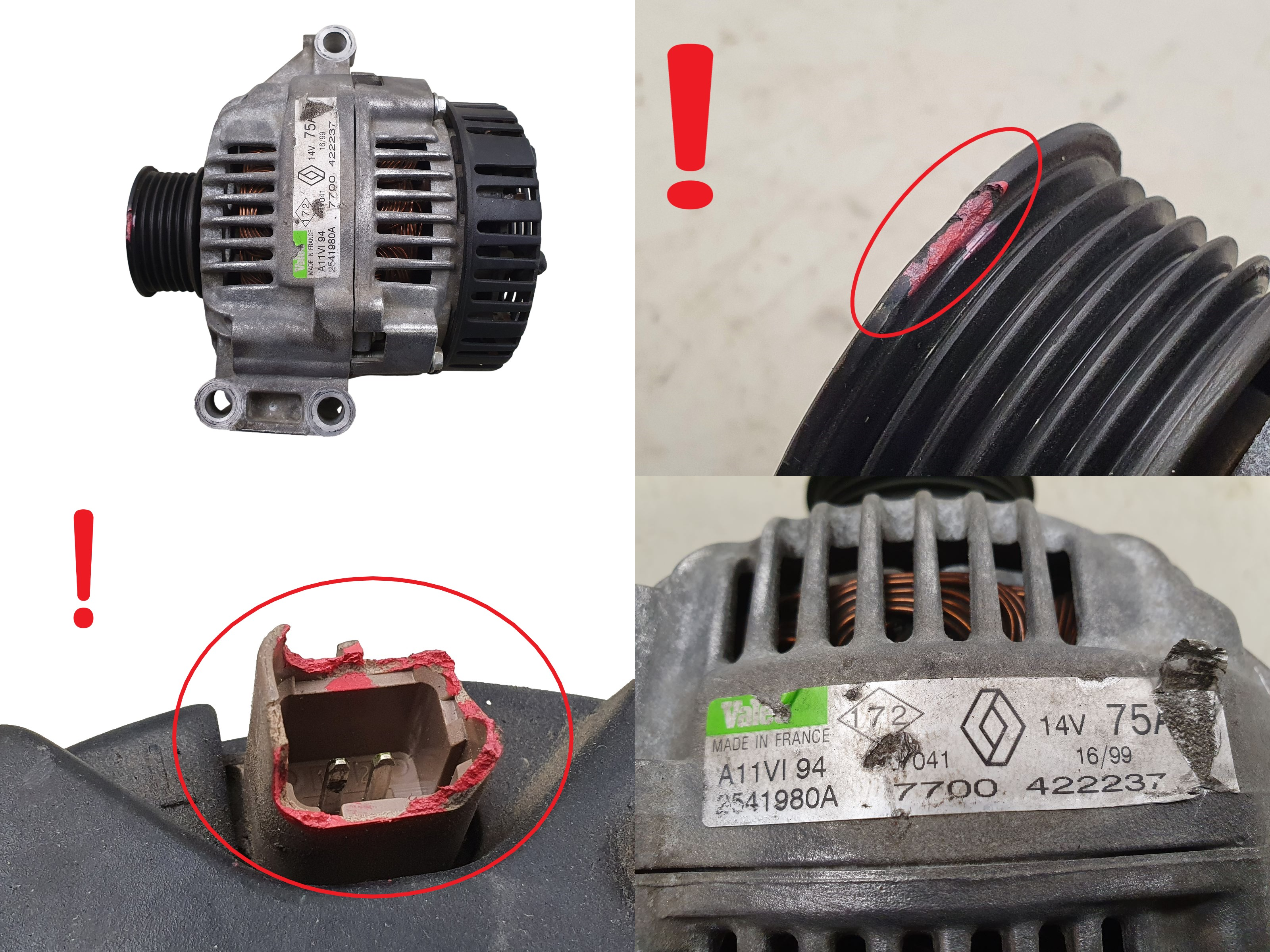 Laturi Renault 7700422237 A11VI94 75A Valeo S3 main product photo