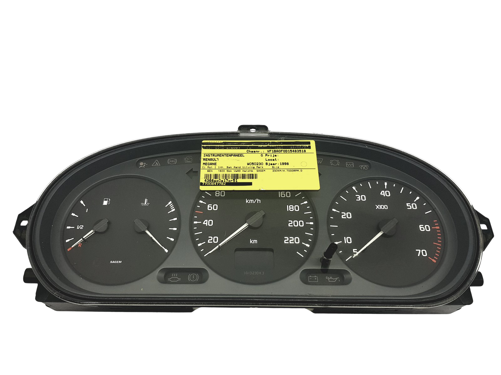 Nopeusmittari Renault Megane 1 Scenic 1 7700847782 D 49284 main product photo