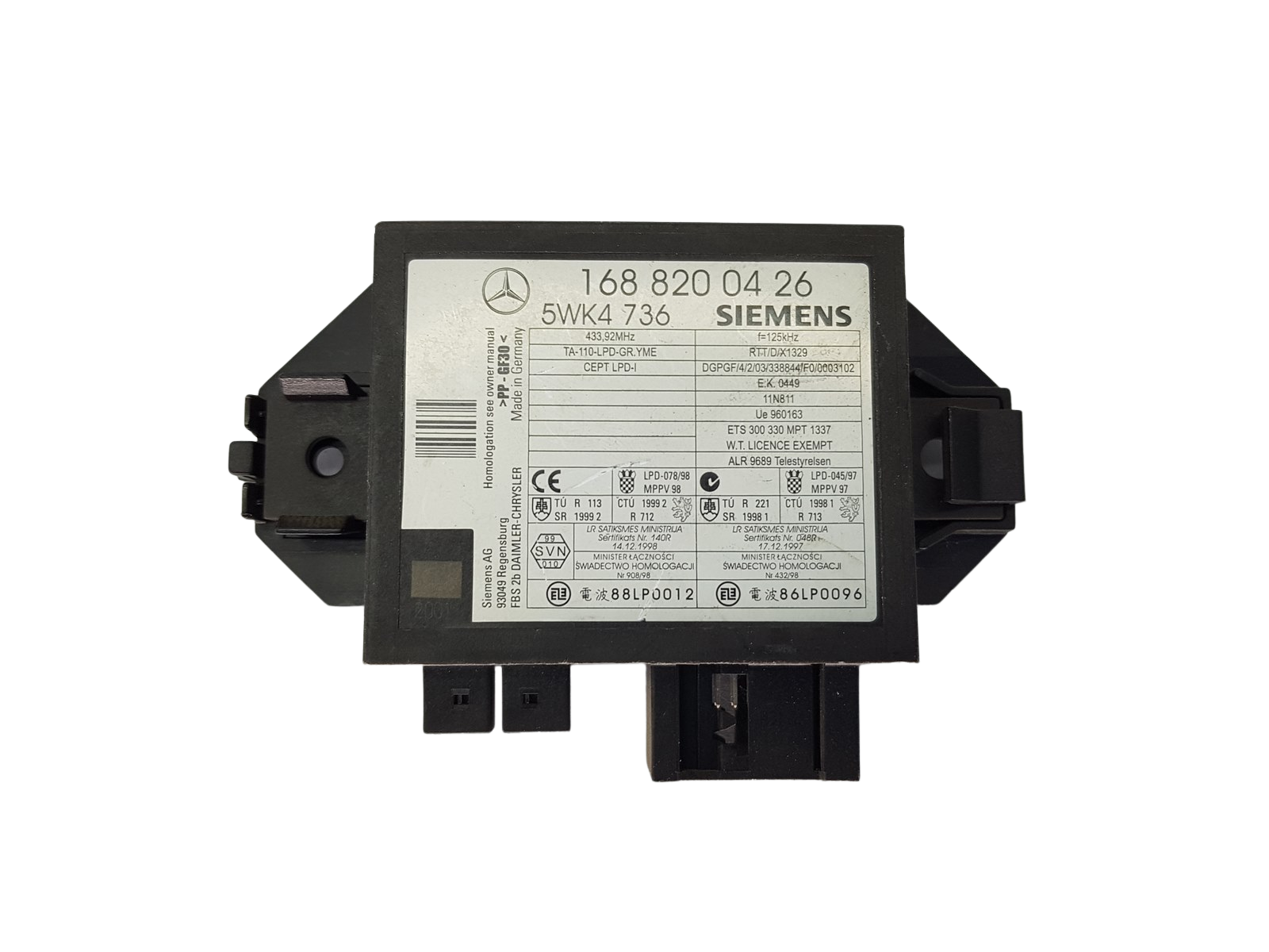 Ohjausyksikkö Immo Mercedes-Benz 1688200426 5WK4736 Siemens 20180 main product photo