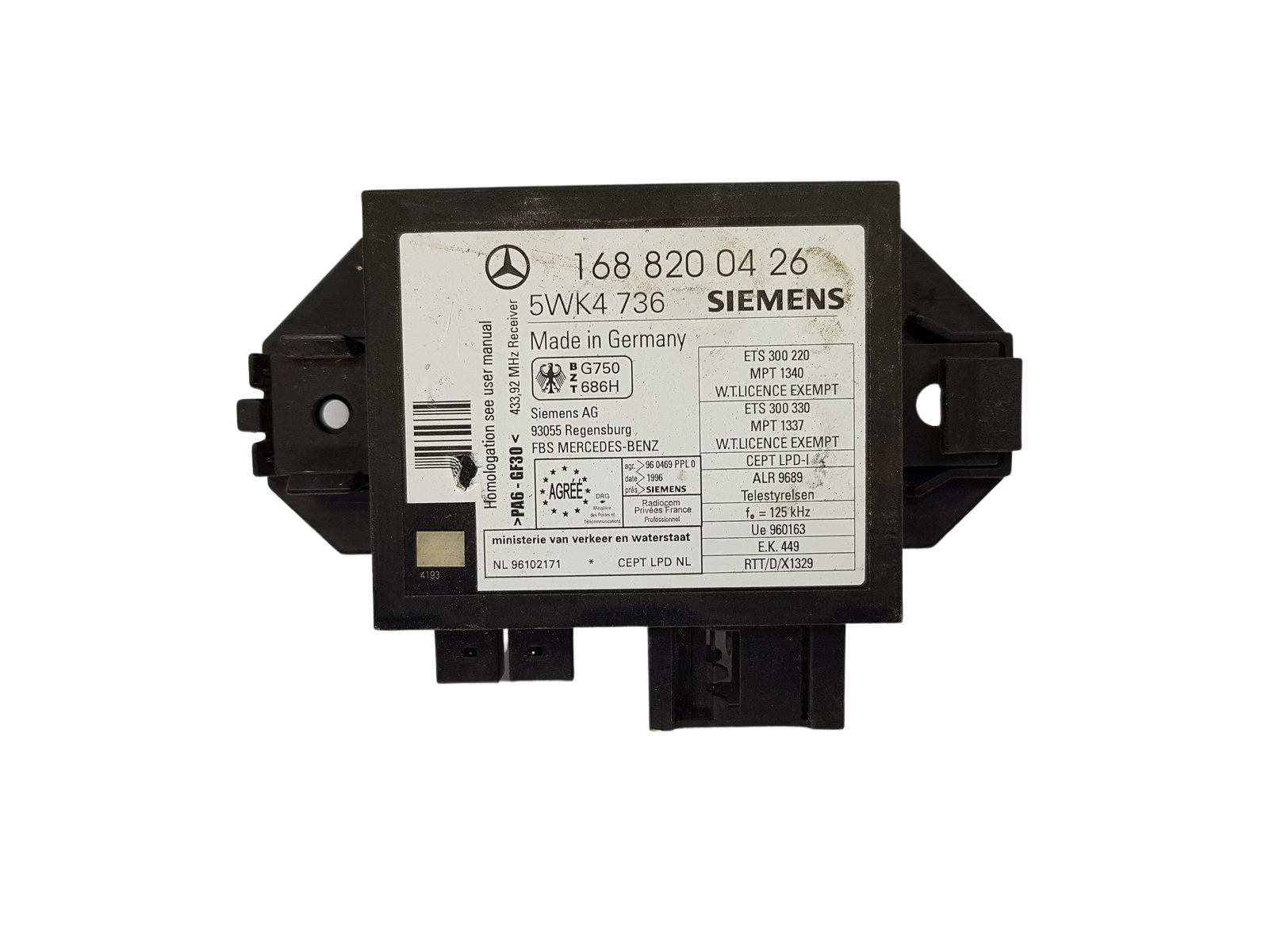 Ohjausyksikkö Immo Mercedes-Benz 1688200426 5WK4736 Siemens 18327 main product photo