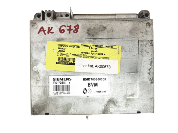 Ohjausyksikkö S101725111C 7700860308 Renault Siemens main product photo