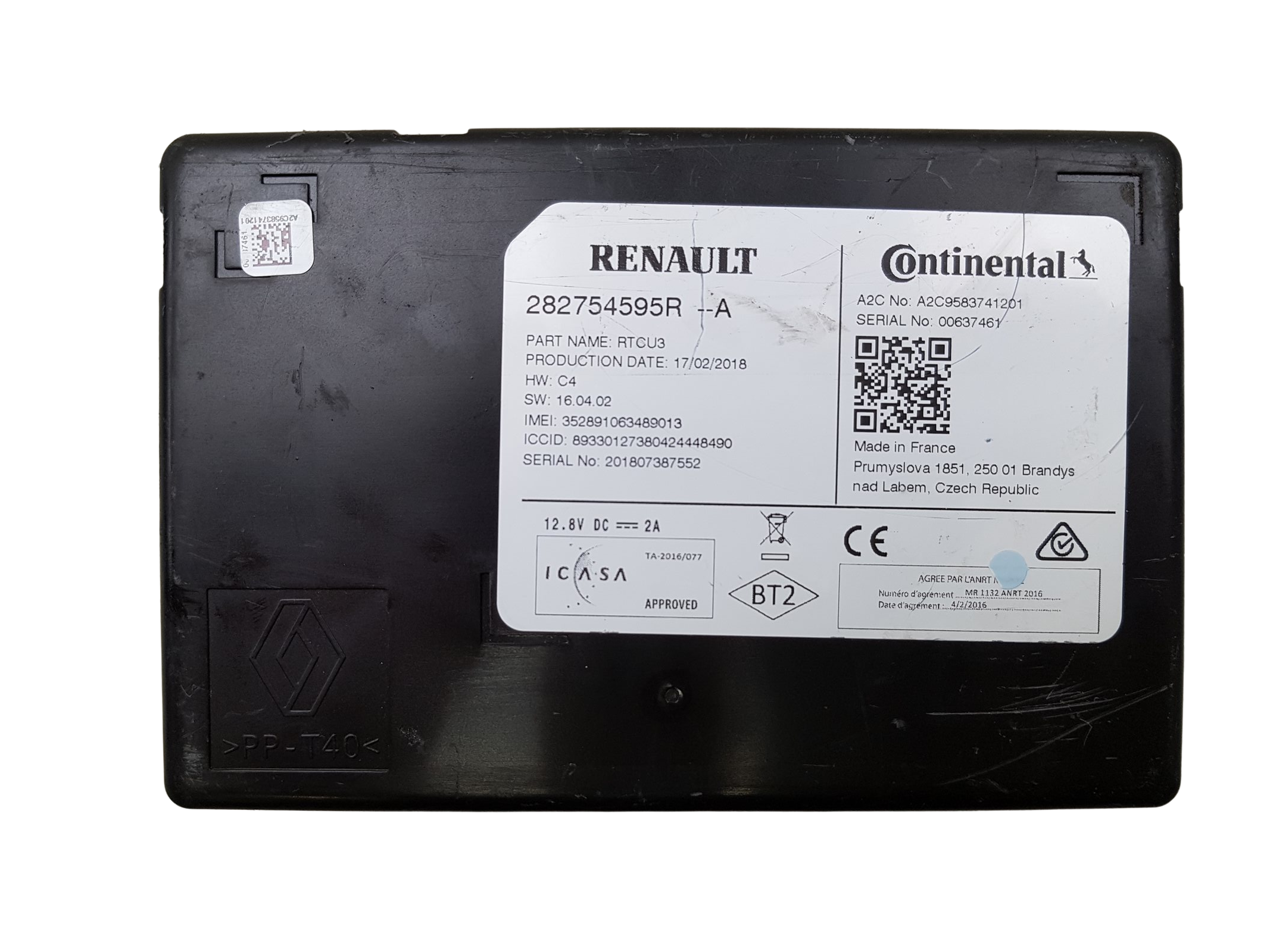 Ohjausyksikön moduuli Renault 282754595R RTCU3 A2C9583741201 1165 main product photo