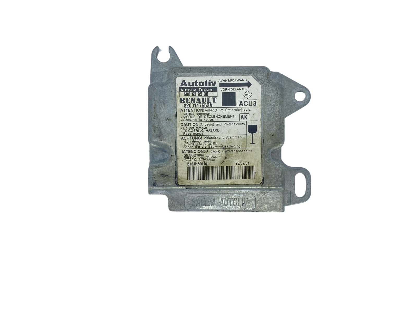Ohjausyksikön moduuli 8200117652A 600639500 Renault Autoliv 58522 main product photo