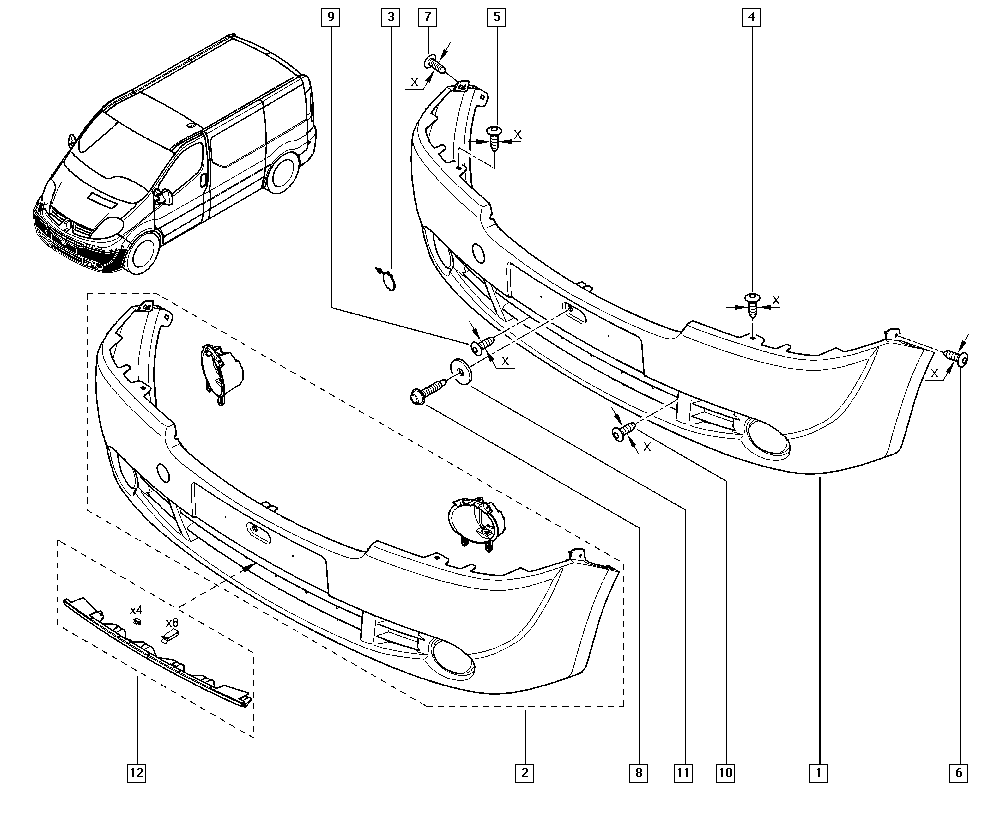 Suojakorkki Etu Alkuperäinen Trafic II Primastar Vivaro 7701066114 main product photo