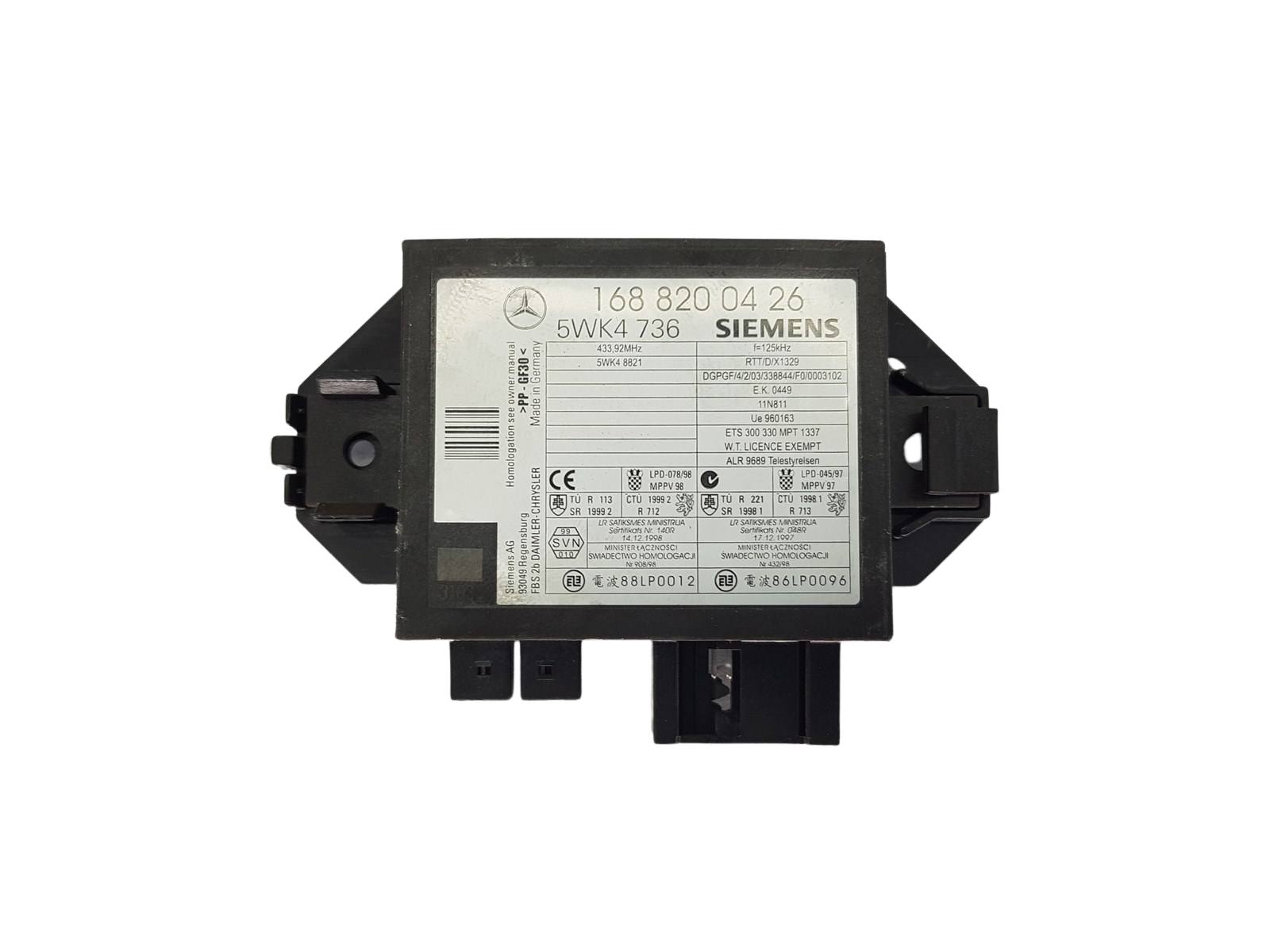 Ohjausyksikkö Immo Mercedes-Benz 1688200426 5WK4736 Siemens 20135 main product photo