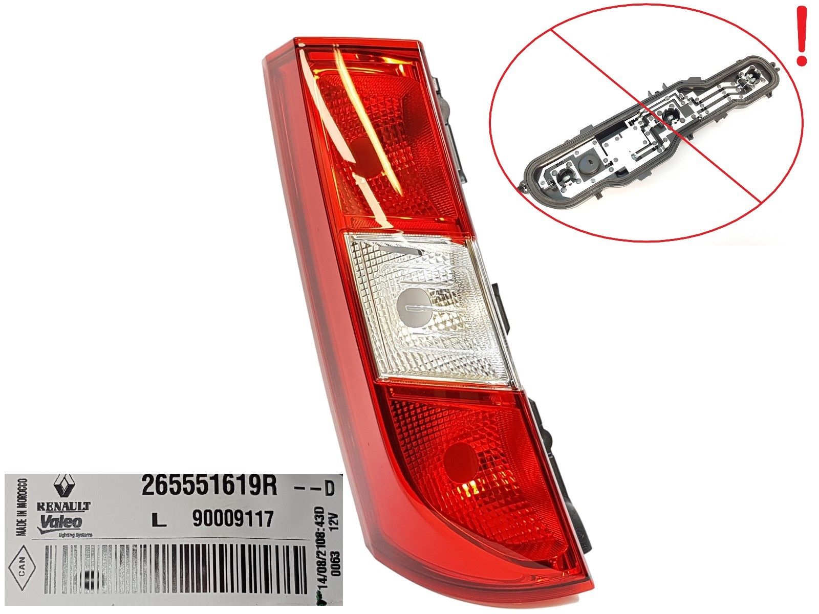 Valaisin Vasen Taka Dacia Dokker 265551619R Valeo Uusi Alkuperäinen main product photo