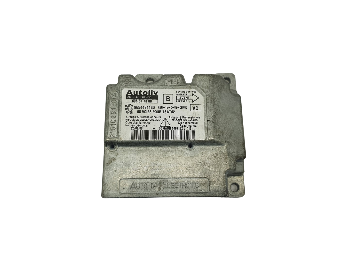 Ohjausyksikön moduuli Peugeot 9654491180 606877300 Autoliv 69033 main product photo