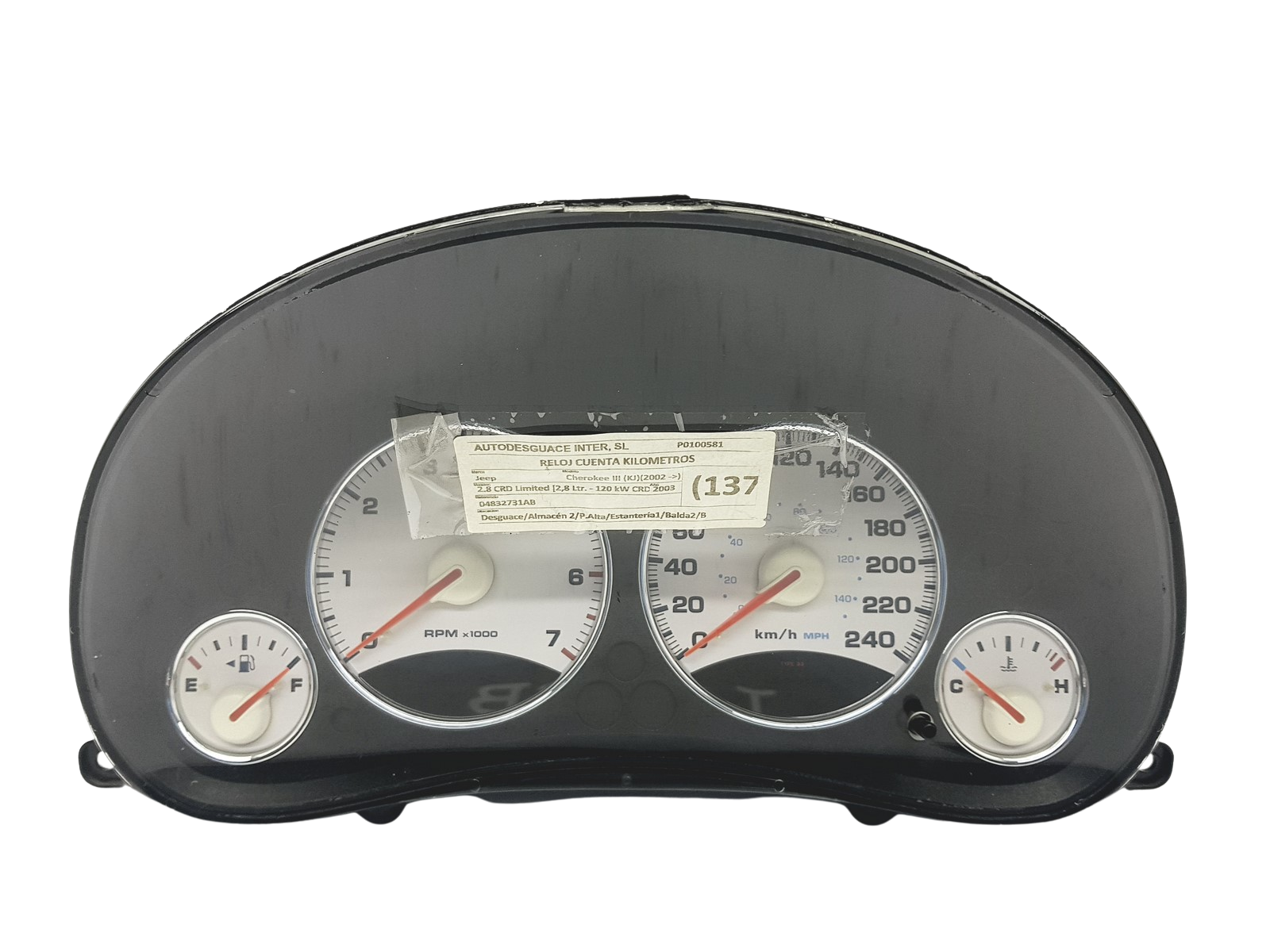 Kierroslukumittari Jeep Cherokee P56010462AF 54662 main product photo