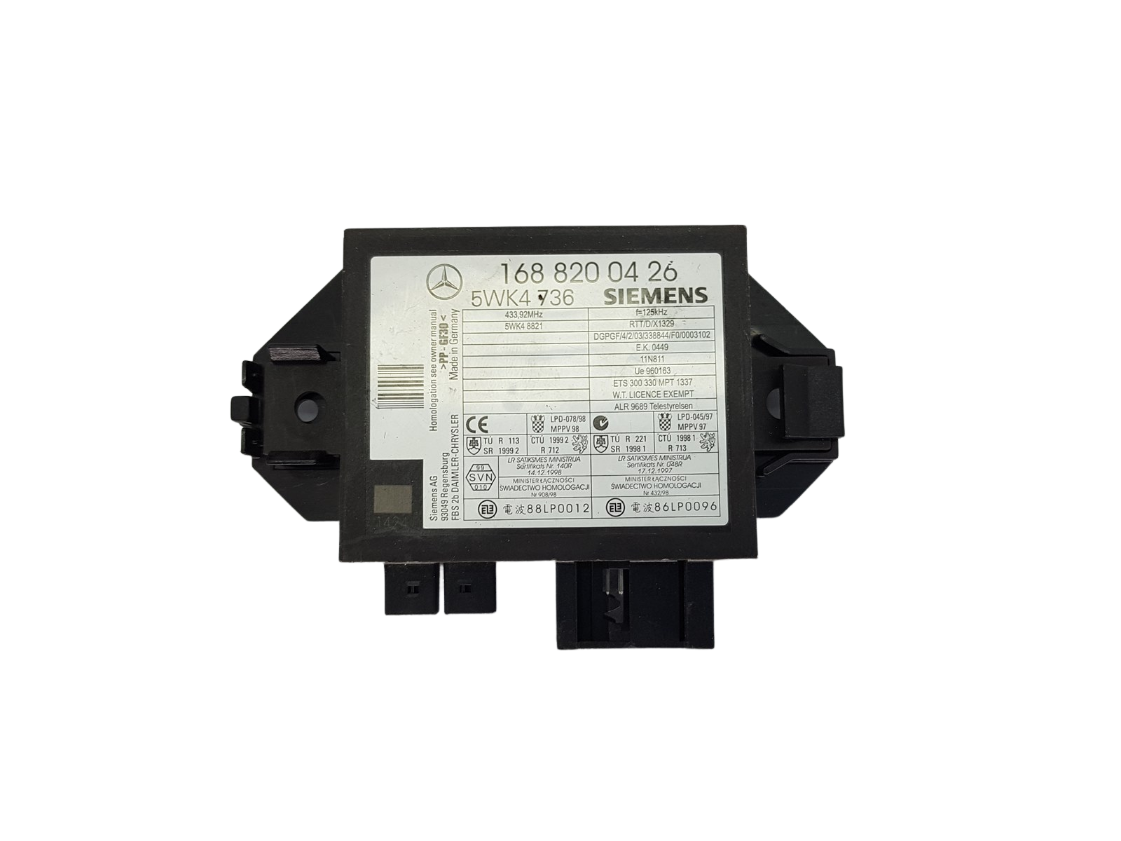 Ohjausyksikkö Immo Mercedes-Benz 1688200426 5WK4736 Siemens 20078 main product photo