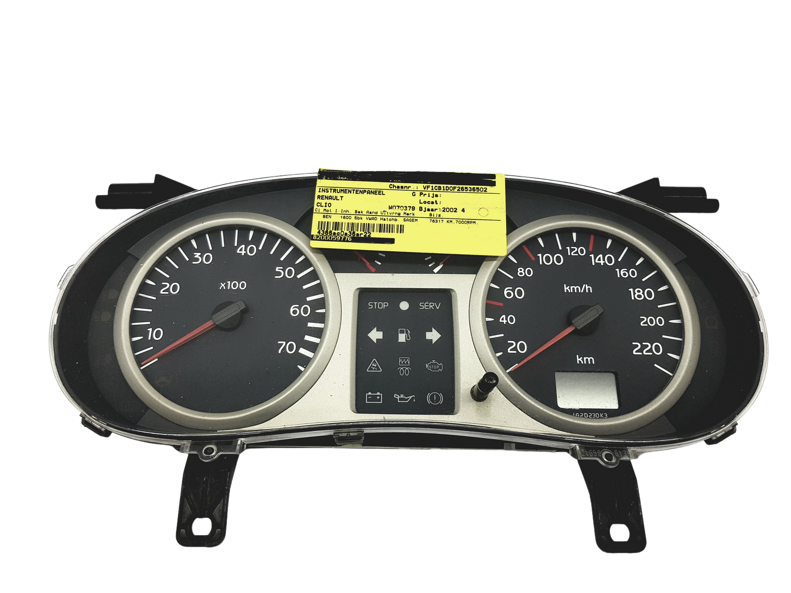 Kierroslukumittari Renault Clio 2 8200059776 49837 main product photo