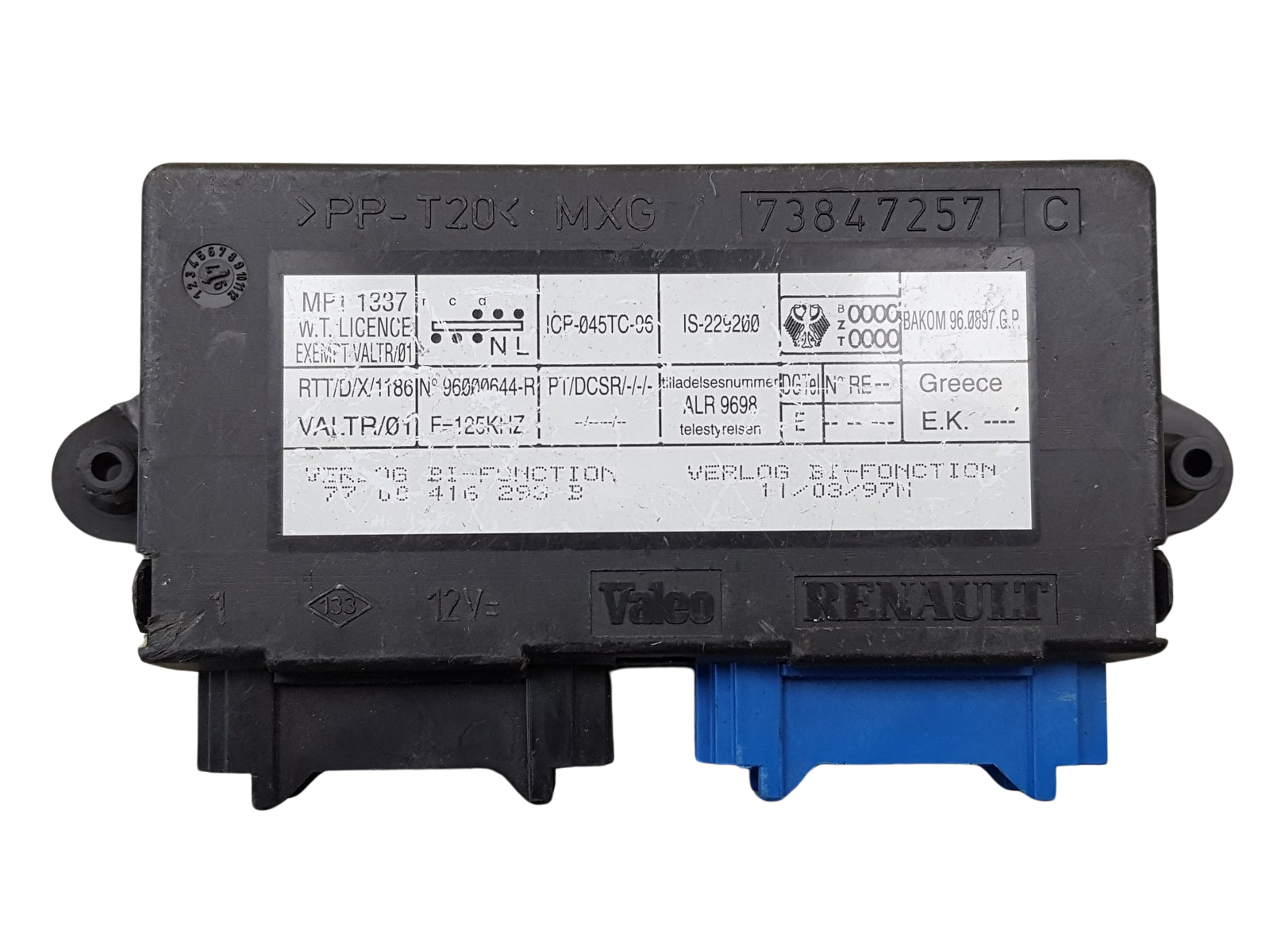 Ohjausyksikkö Renault 7700416293 -B 73847257 Valeo main product photo