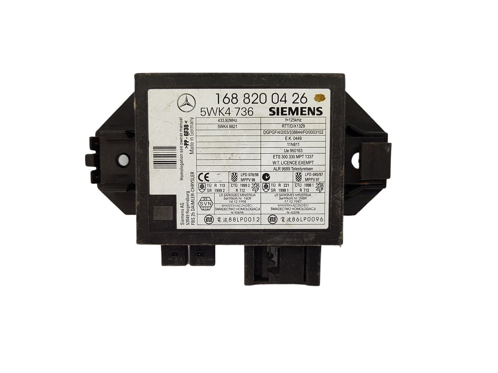 Ohjausyksikkö Immo Mercedes-Benz 1688200426 5WK4736 Siemens 18328 main product photo