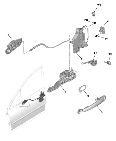 Oven lukitusmekanismi Alkuperäinen Etu Oikea Peugeot 407 9136FE main product photo