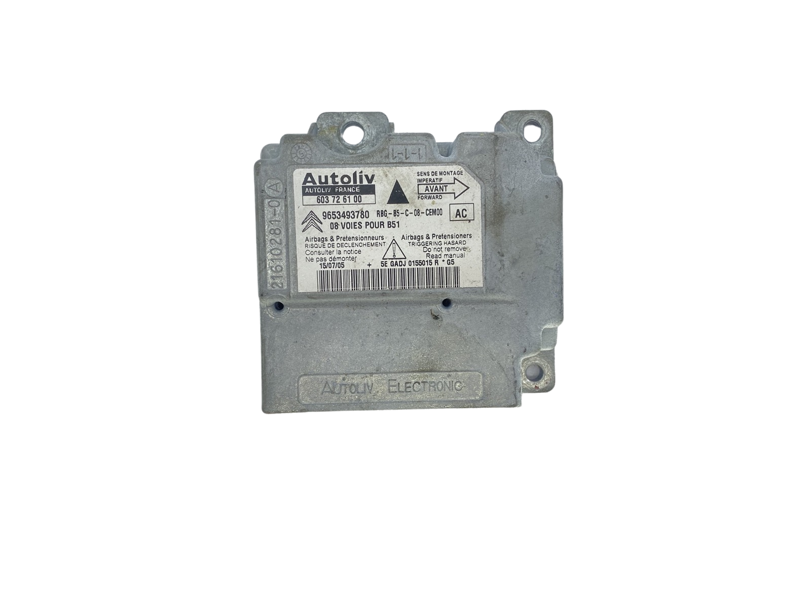 Ohjausyksikön moduuli 9653493780 603726100 PSA Autoliv main product photo