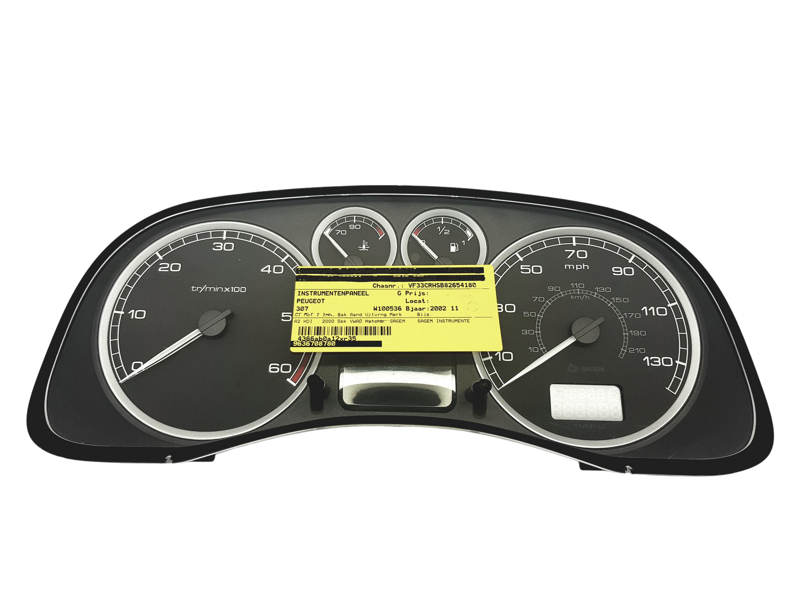Kierroslukumittari Peugeot 307 9636708780 E 05 Sagem RHD main product photo