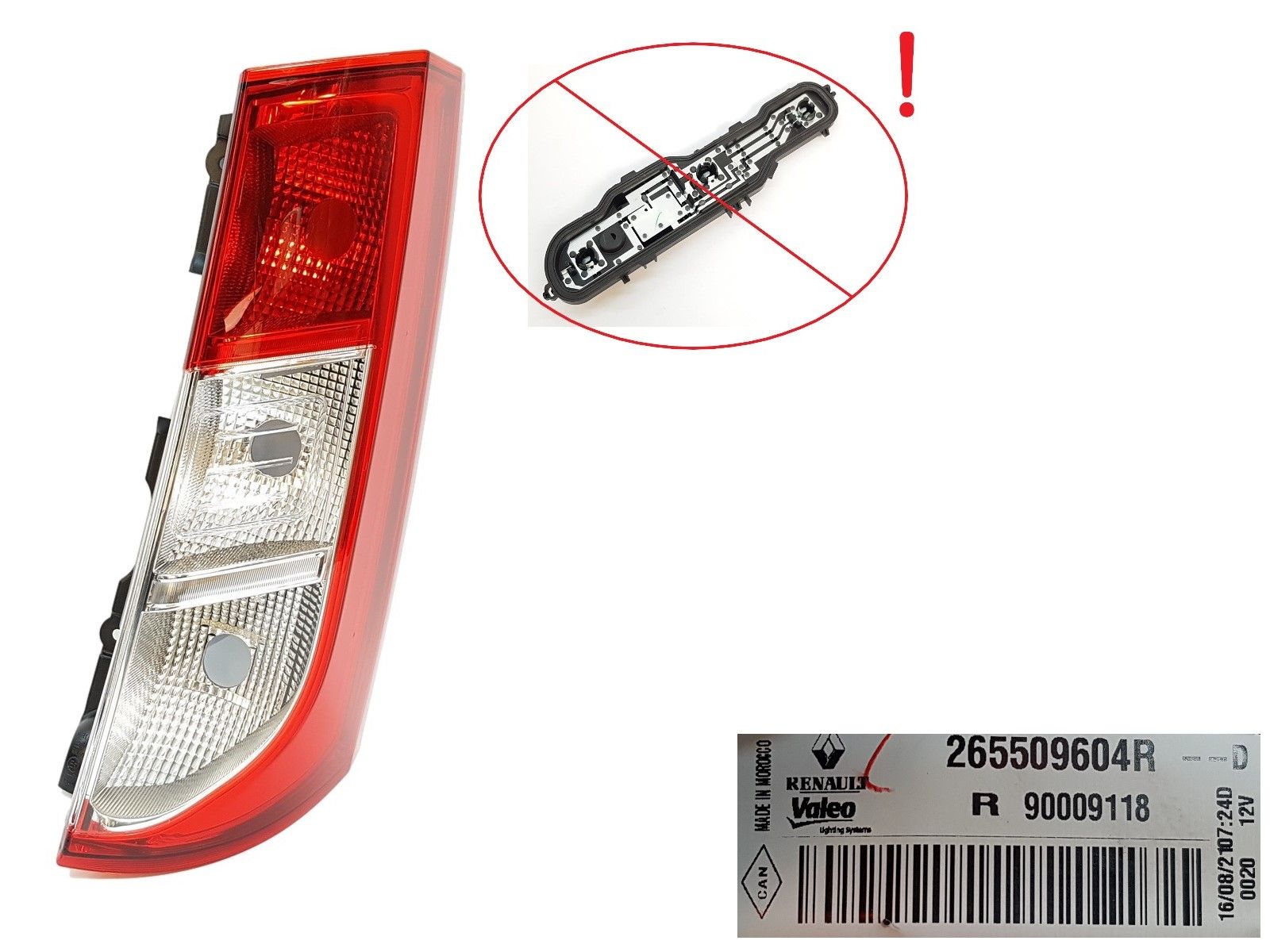 Valaisin Oikea Taka Dacia Dokker Valeo 265509604R Uusi Alkuperäinen main product photo