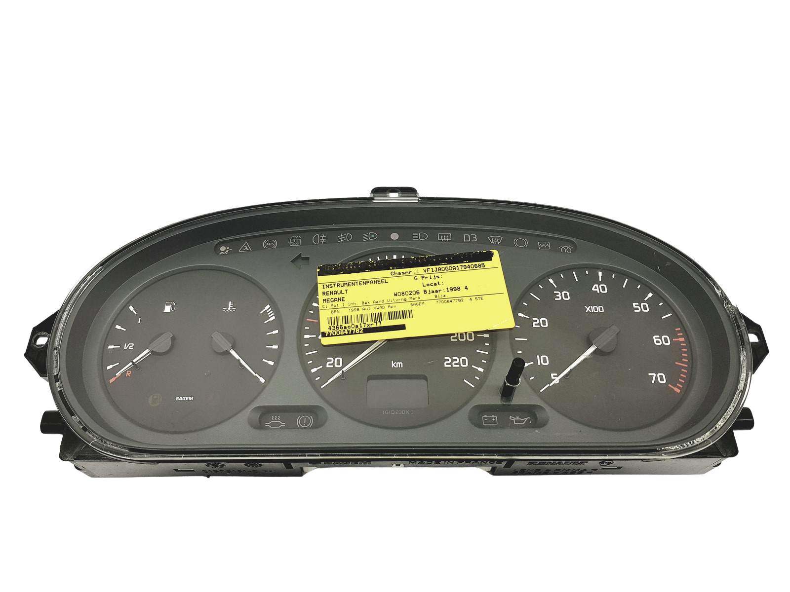 Nopeusmittari Renault Megane 1 Scenic 1 7700847782 G 49500 main product photo