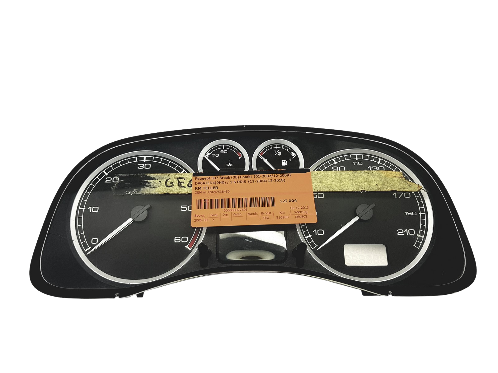 Kierroslukumittari Peugeot 307 9647538480 A01 53255 main product photo