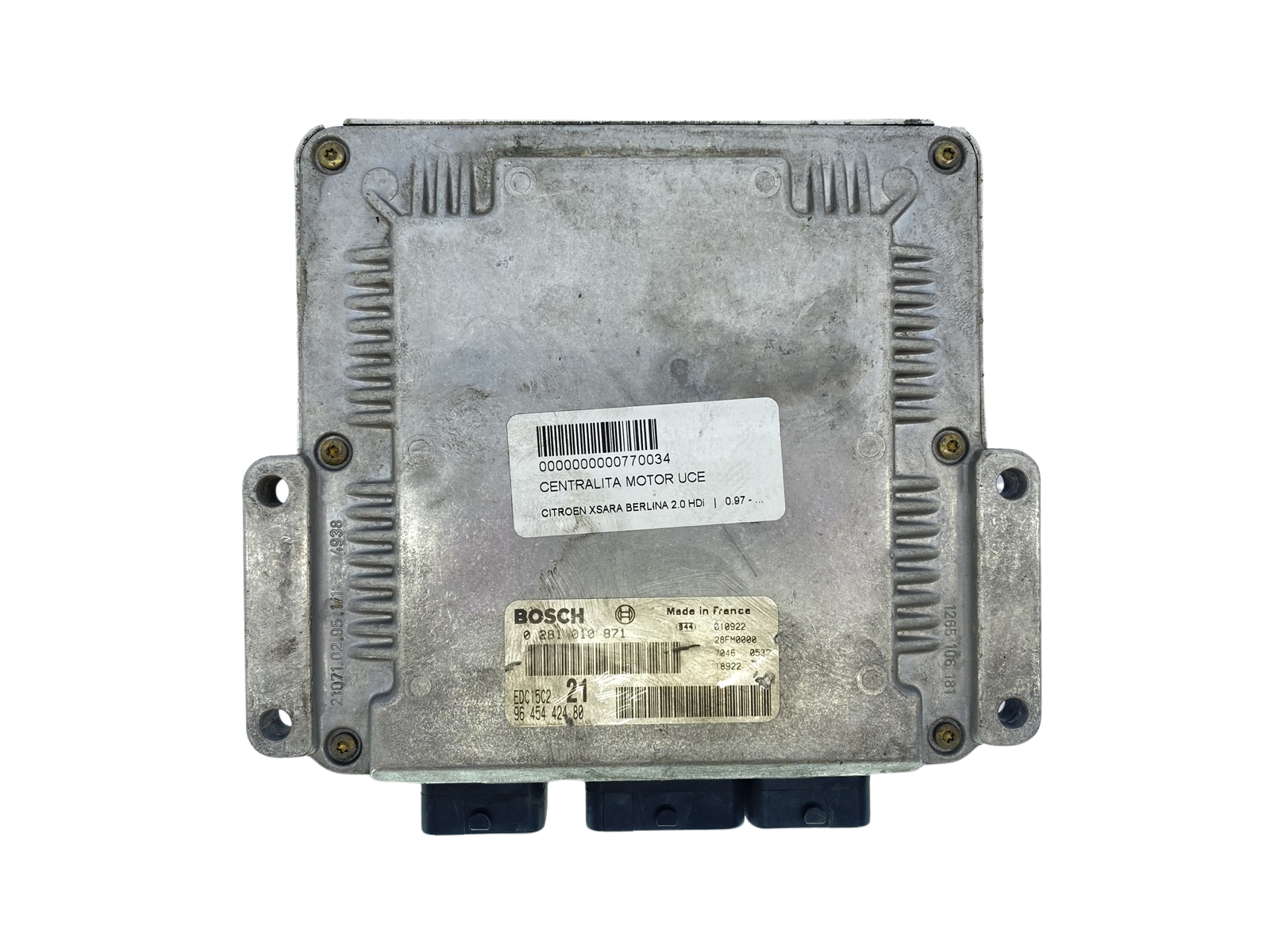 Ohjausyksikkö 9645442480 0281010871 28FM0000 PSA Bosch 63687 main product photo