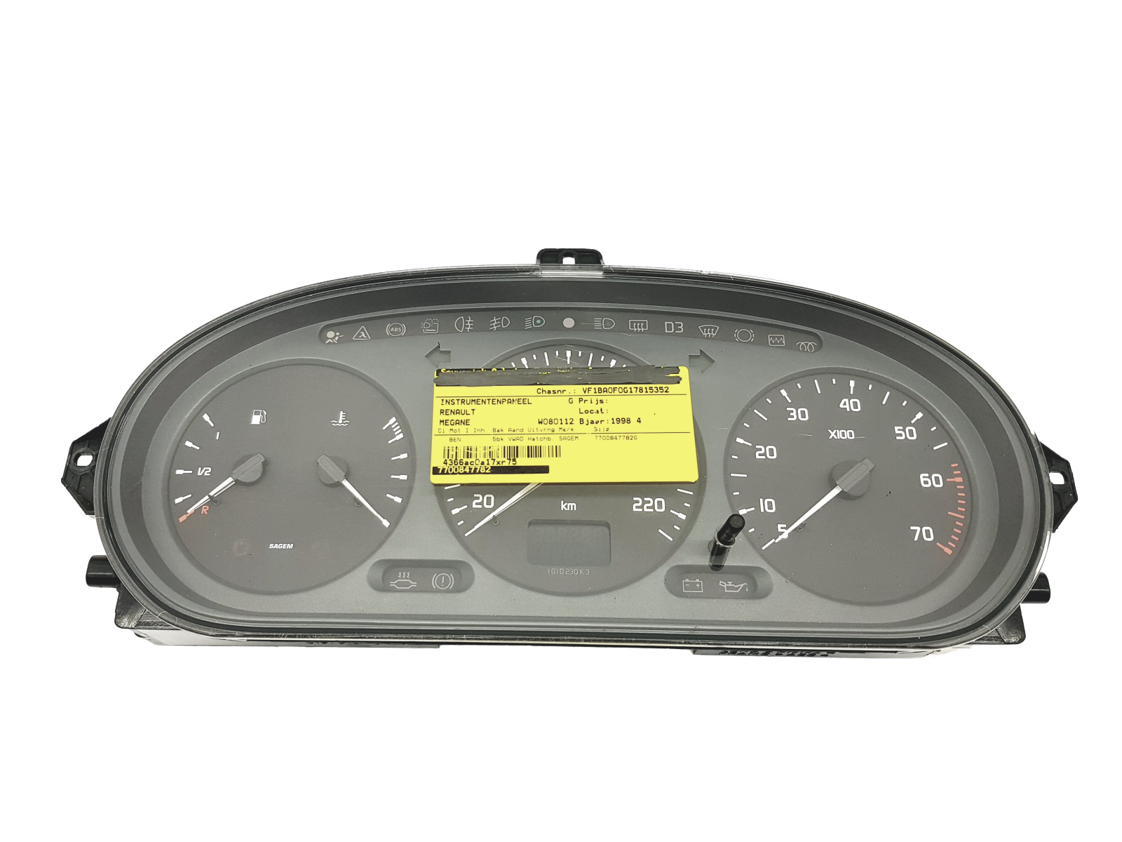 Nopeusmittari Renault Megane 1 Scenic 1 7700847782 G 46084 main product photo